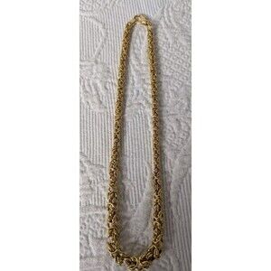 ITALY ITAOR 925 STERLING W, GOLD OVER GRADUATED THICK BYZANTINE CHAIN 18"  MINT